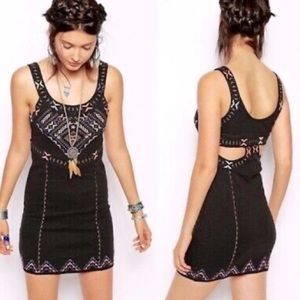 Free People Embroidered side cut-out mini Dress Small